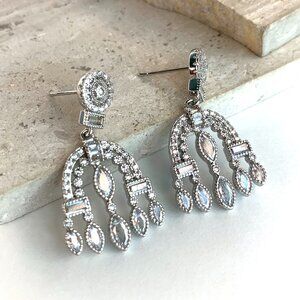 NEW~ Anthropologie Vintage Crystal Art Deco Dangle Earrings